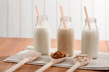 Bottles of vegan milk