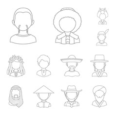 Isolated object of imitator and resident logo. Set of imitator and culture stock vector illustration.