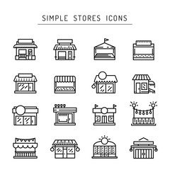 Commerce store front outline vector icon flat