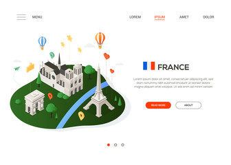 Visit France - modern colorful isometric web banner