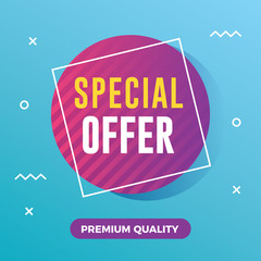 Special offer banner with memphis background