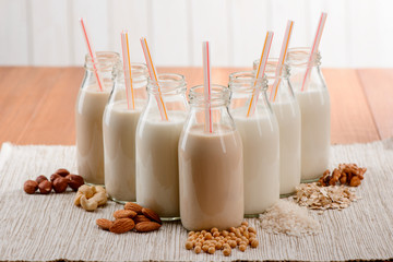 Bottles of vegan milk