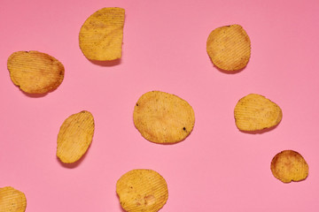 crispy potato chips snack texture background