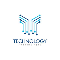 technology connection logo vector