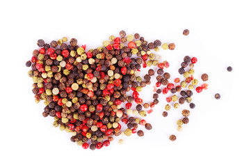 heart shaped pepper on white background