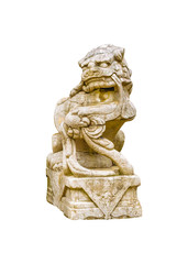 Chinese Lion Sculpture Isolated Photo