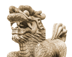 Chinese Lion Sculpture Isolated Photo