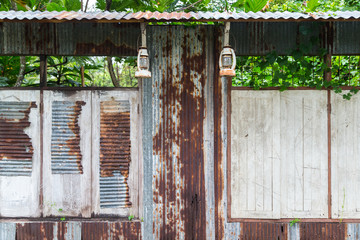 Vintage house. Old wooden window background.