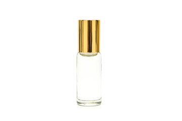 Clear Gold Bottle On a white background.