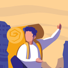 young man in desert landscape dry scene