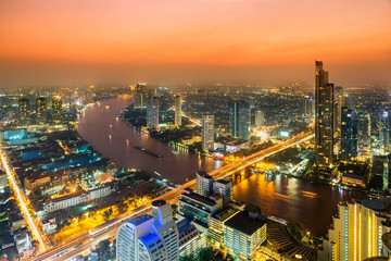 Bangkok skyline and Chao Phraya river