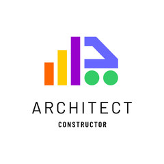 Abstract architect constructor with rectangle shape and circle logo design inspiration. Logo template for architect and construction