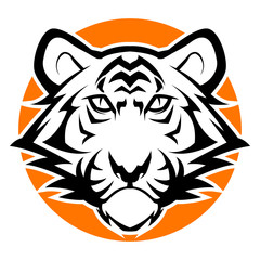 tiger head mascot black and white illustration vector esports logo