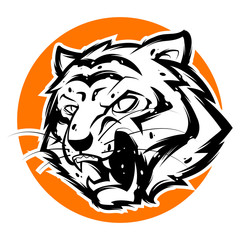Obraz premium tiger head mascot black and white illustration vector esports logo