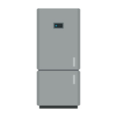 Kitchen refrigerator in gray color with liquid crystal display on the door vector flat