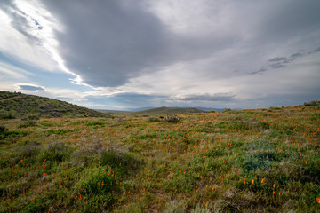 landscape with mountains and clouds