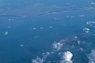 Fototapeta na wymiar Southern coast of England from an Airplane. UK