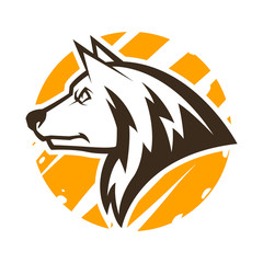 angry wolf head black and white illustration mascot esports logo