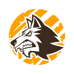 angry wolf head black and white illustration mascot esports logo