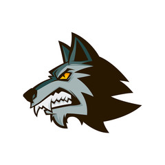 angry wolf head illustration mascot esports logo