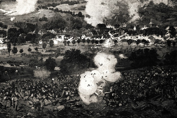 The battle of Weißenburg - Illustration from 1884, 1870-1871, German-French war, - 256445363