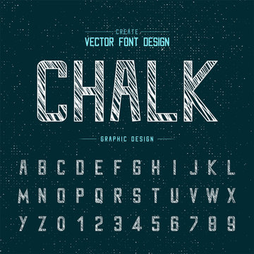 Chalk font and alphabet vector, Typeface and letter number design, Graphic text on grunge background