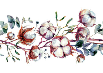 Watercolor Cotton Border