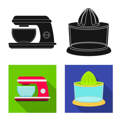 Isolated object of kitchen and cook logo. Collection of kitchen and appliance stock symbol for web.