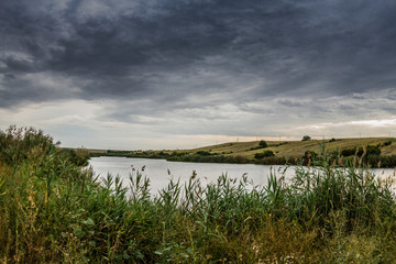 landscape with river and blue sky