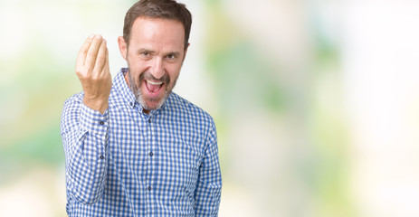 Handsome middle age elegant senior man over isolated background Doing Italian gesture with hand and...