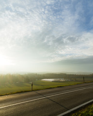 Sunny road with nature