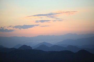Green mountains in the fog. Seamless background. savsat/artvin/turkey