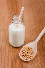 Bottle of fresh soy milk