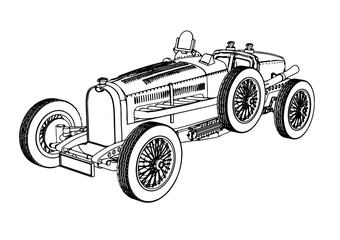sketch of retro car vector