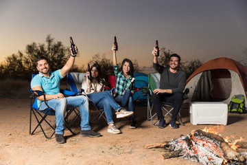 Men And Women Enjoying Weekend In Nature