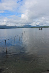 Loch Lomond, Scotland - view of lake from banks and Ben Lomond slopes 