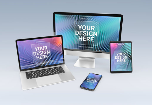 4 Devices on White Mockup