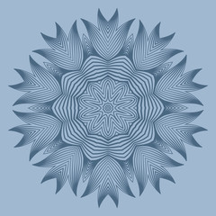 Modern Decorative Floral Color Mandala. Super Vector Round Shapes. Vector Illustration. Dark blue color.