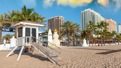 Fort Lauderdale Beach and skyscrapers on a sunny winter day