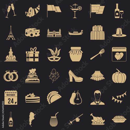 Wine celebration icons set. Simple style of 36 wine celebration vector icons for web for any design