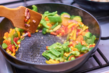 A mixture of frozen different vegetables