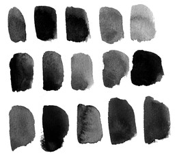 Hand drawn watercolor illustration black and white monochrome abstract background