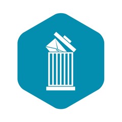 Envelope in trash bin icon in simple style isolated vector illustration