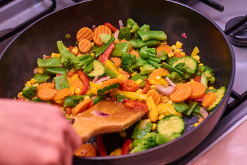 A mixture of frozen different vegetables
