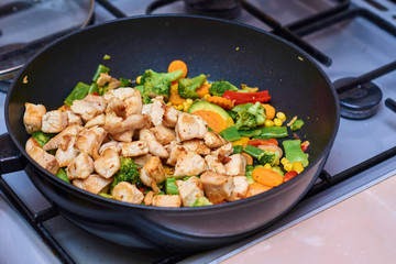 A mixture of frozen different vegetables