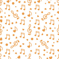 Notes, hearts. Romantic pattern. Valentine's day