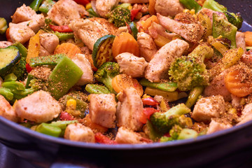 A mixture of frozen different vegetables