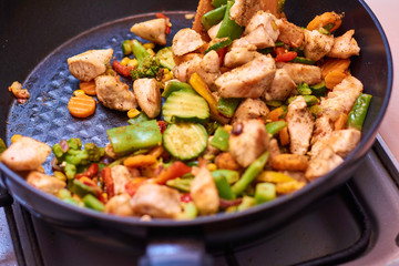 A mixture of frozen different vegetables