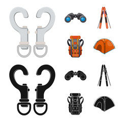 Isolated object of mountaineering and peak logo. Collection of mountaineering and camp stock vector illustration.