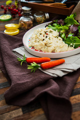 Traditional Parmentier of fish with chives